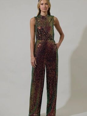 Jaylah Sequin Siren Drape Neck Jumpsuit - Sugarlips